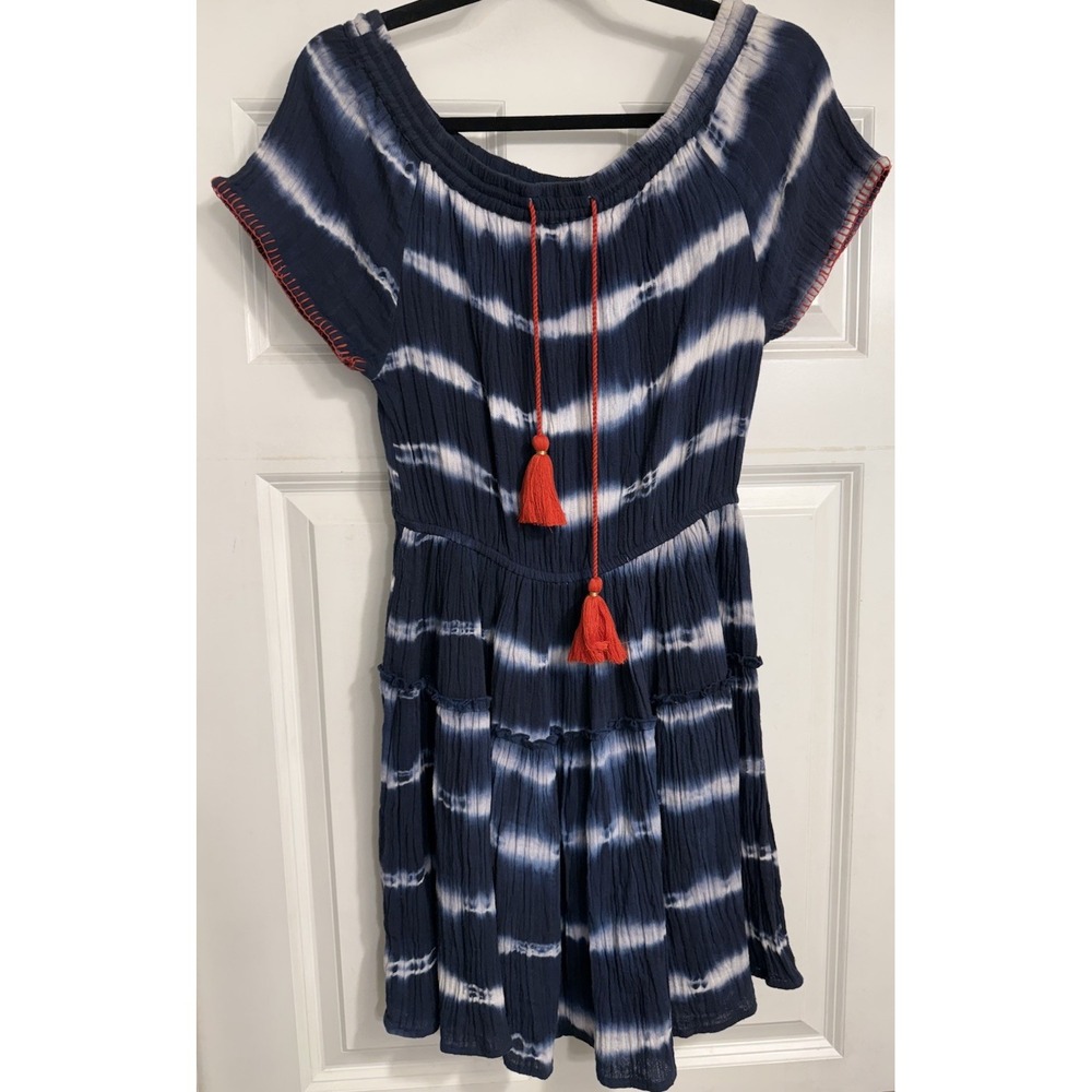THML Anthropologie Blue Tie Dye Dress Nautical Beach Travel NWT Sz XS